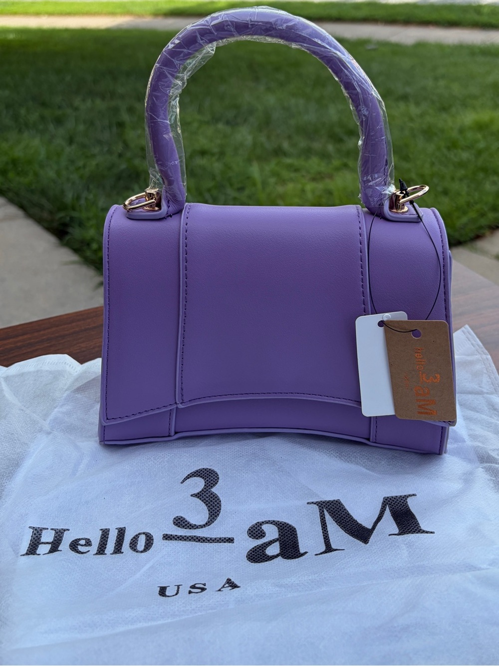 Hello 3 AM Purple Structured Mini Satchel Handbag Crossbody Bag NWT